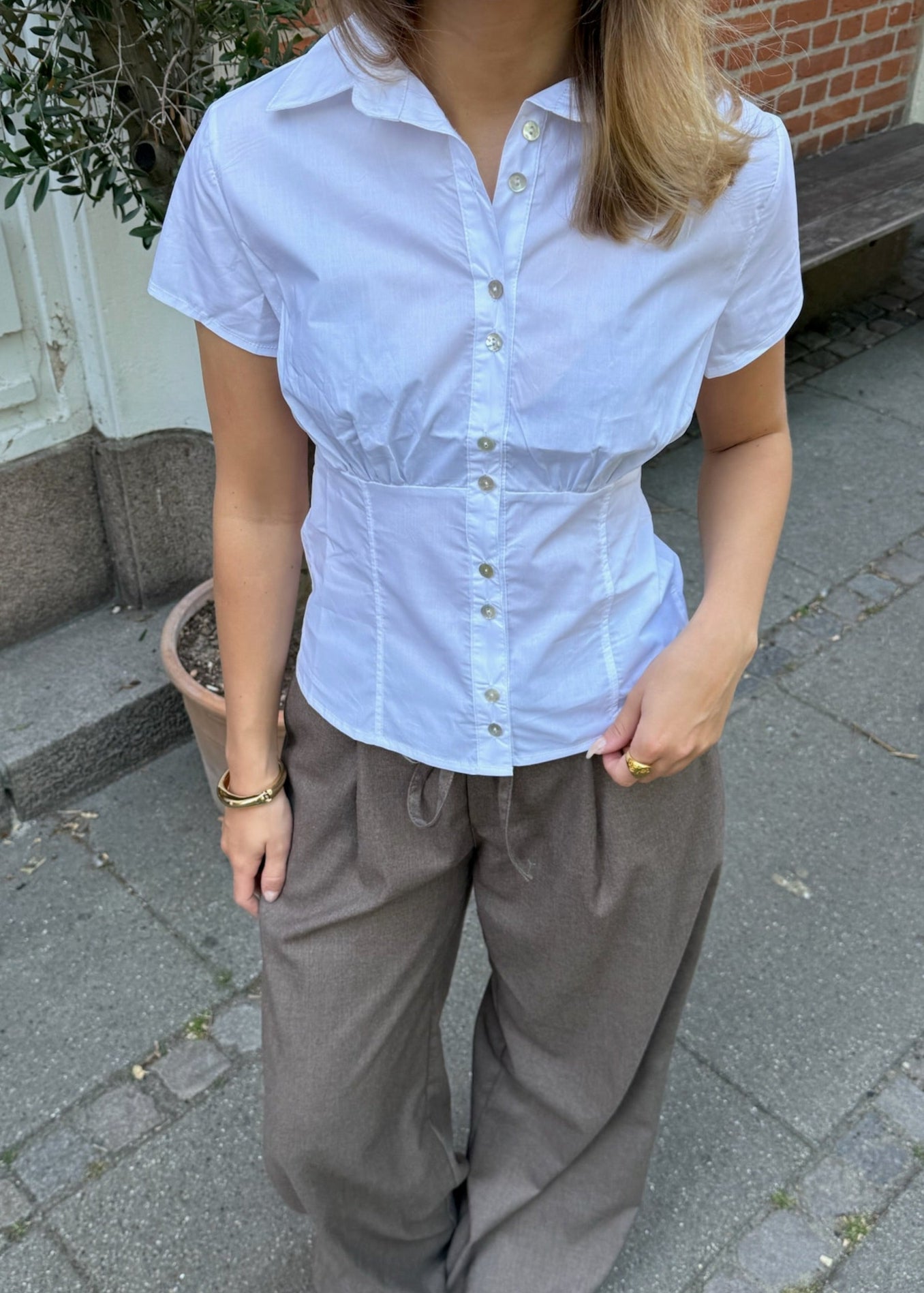Anja Figursyet Skjorte - Hvid - ByStenholt.dk