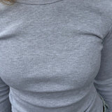 Basic Ribbed Blouse - Grey