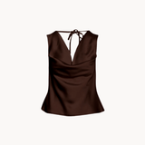 Cleo Draped Top - Dark Brown