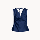 Cleo Draped Top - Navy