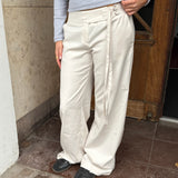 Low Waist Bukser med Spænde - Hvid - ByStenholt.dk