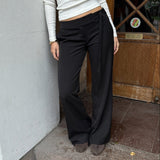 Low Waist Bukser med Spænde - Sort - ByStenholt.dk