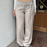 Low Waist Bukser med Spænde - Taupe - ByStenholt.dk