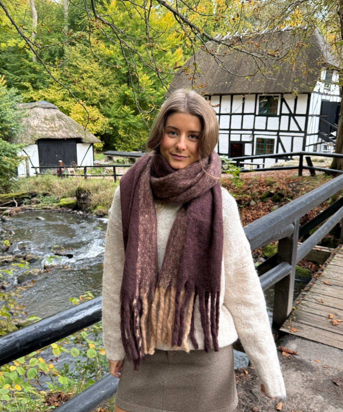 Tofarvede Tørklæde - Brun - ByStenholt.dk