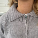 Zip Knit Cardigan - Grey