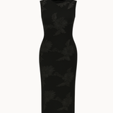 Floral Midi Kjole - Sort