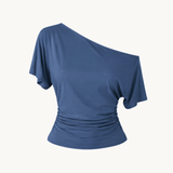 Clara Waisted Top - Blue-gray