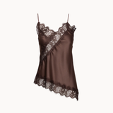Asymmetrisk Satin Top - Brun