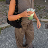 Wide Suit Pants - Dark Brown