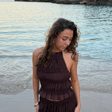 Valeria Mesh Top - Mørkebrun