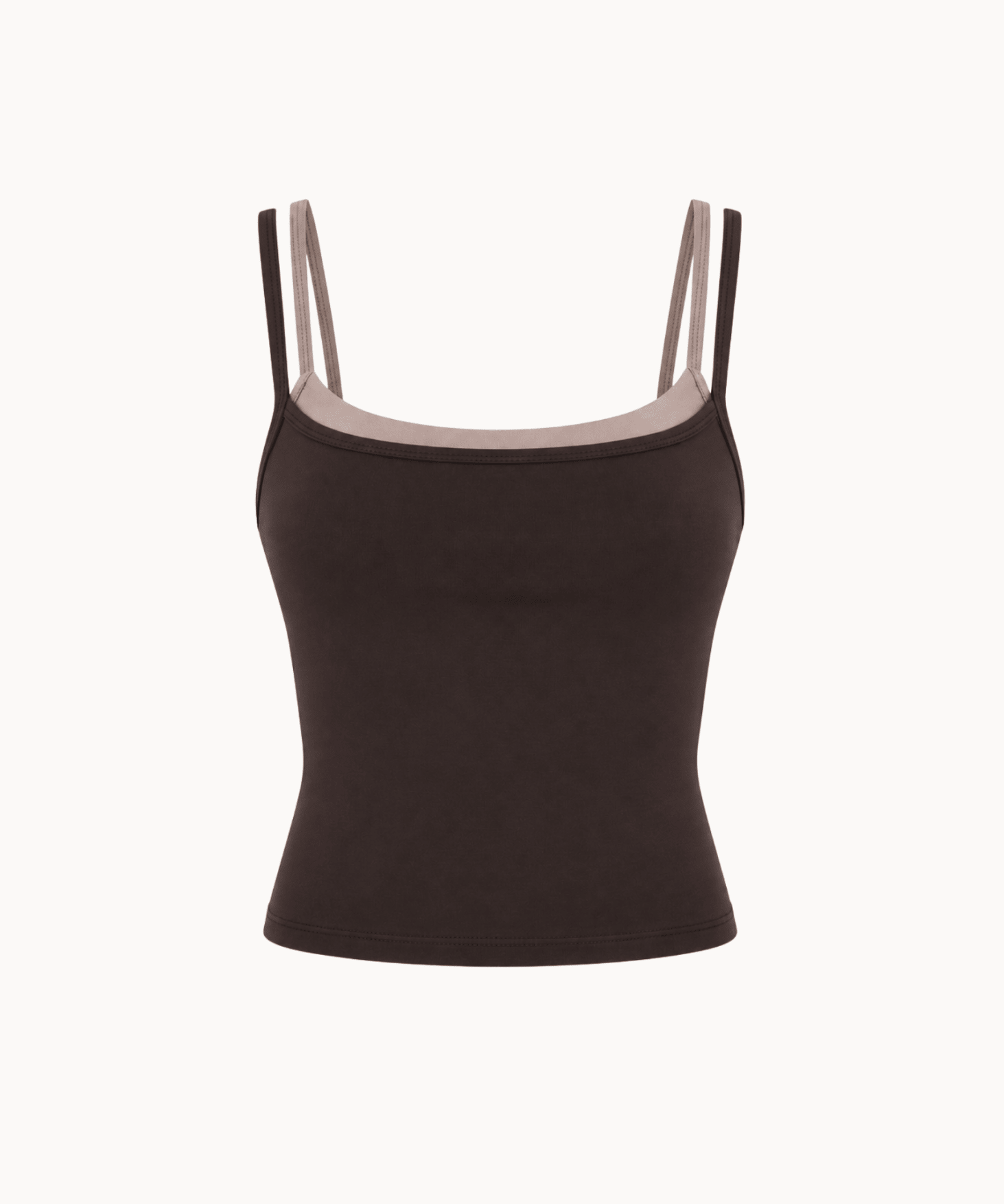 Active Dobbeltlags Tanktop - Mørkebrun/Beige - ByStenholt.dk