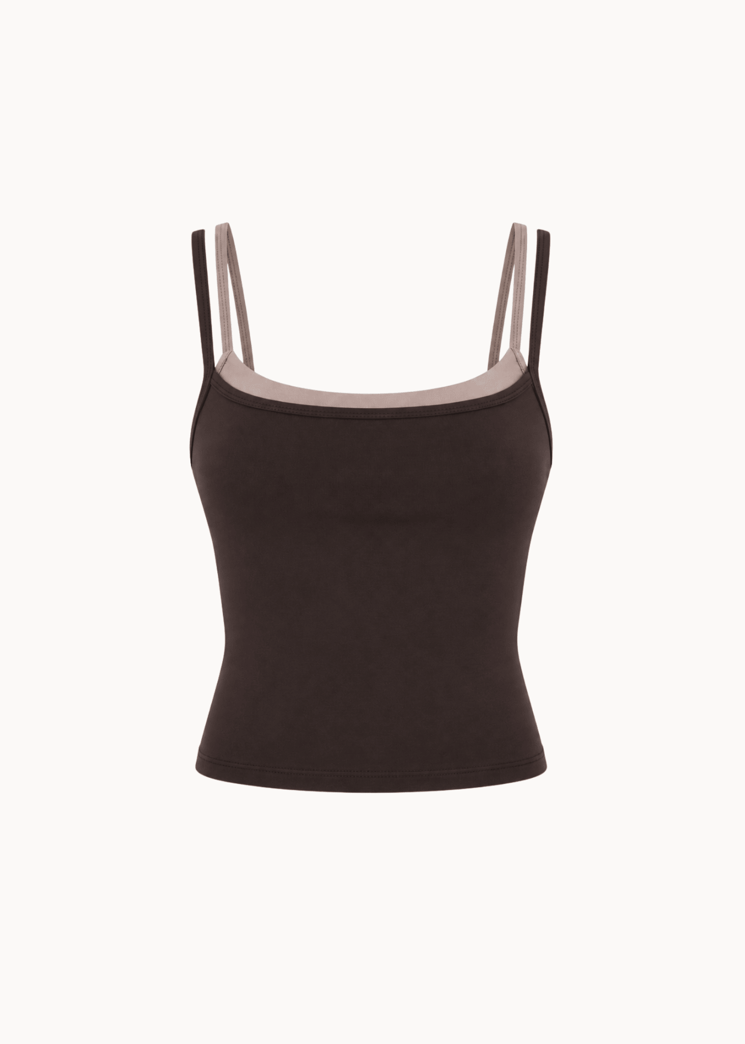 Active Dobbeltlags Tanktop - Mørkebrun/Beige - ByStenholt.dk