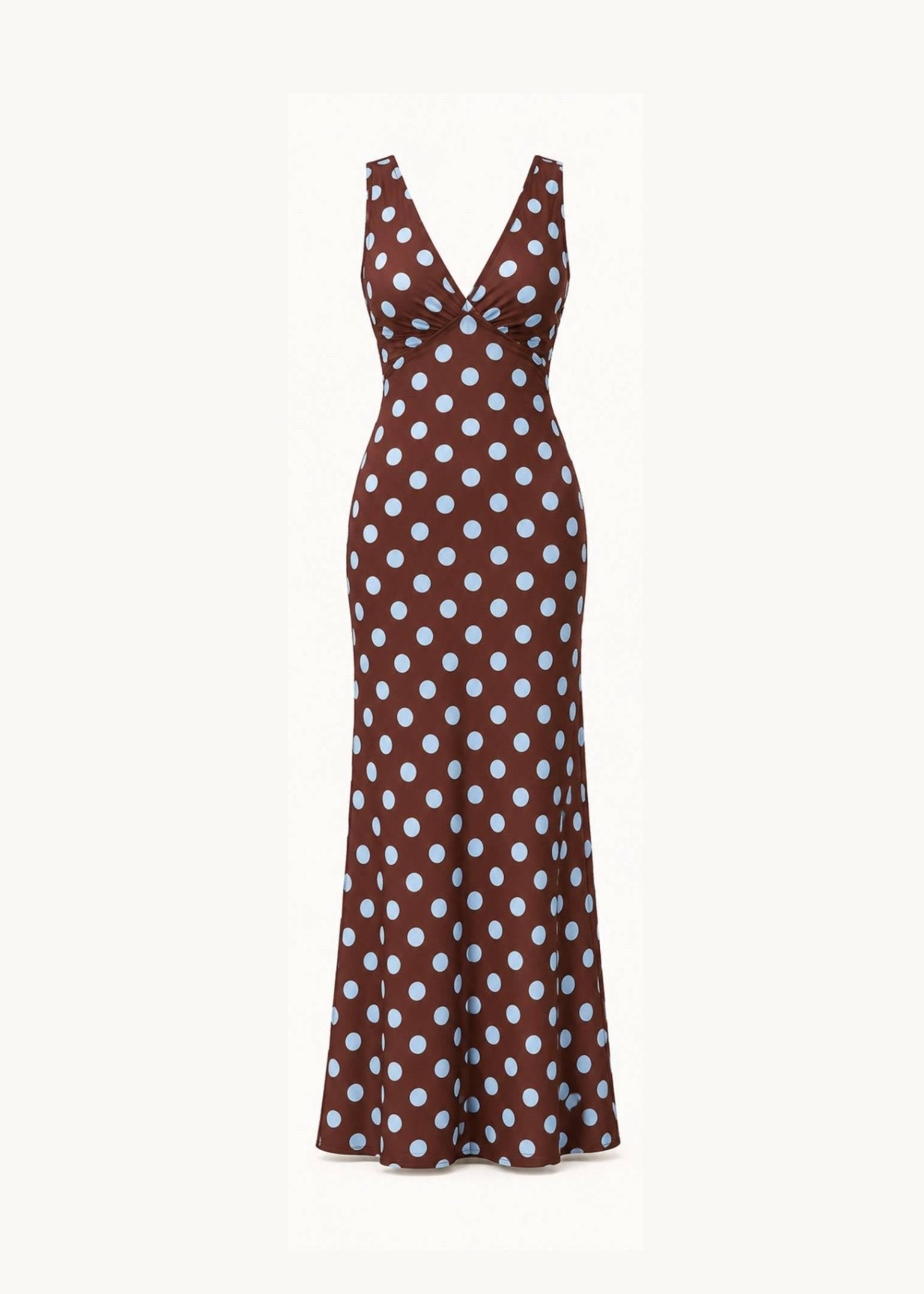 Amélie Polka Kjole - Blå/Brun - ByStenholt.dk
