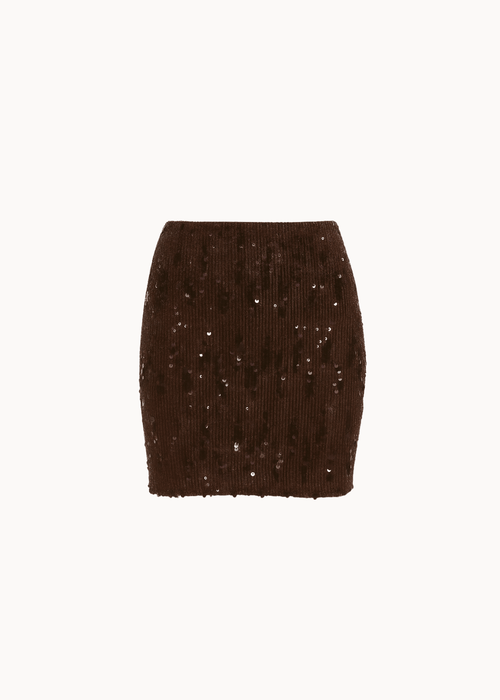 Astra Mini Paillet Nederdel - Mørkebrun - ByStenholt.dk