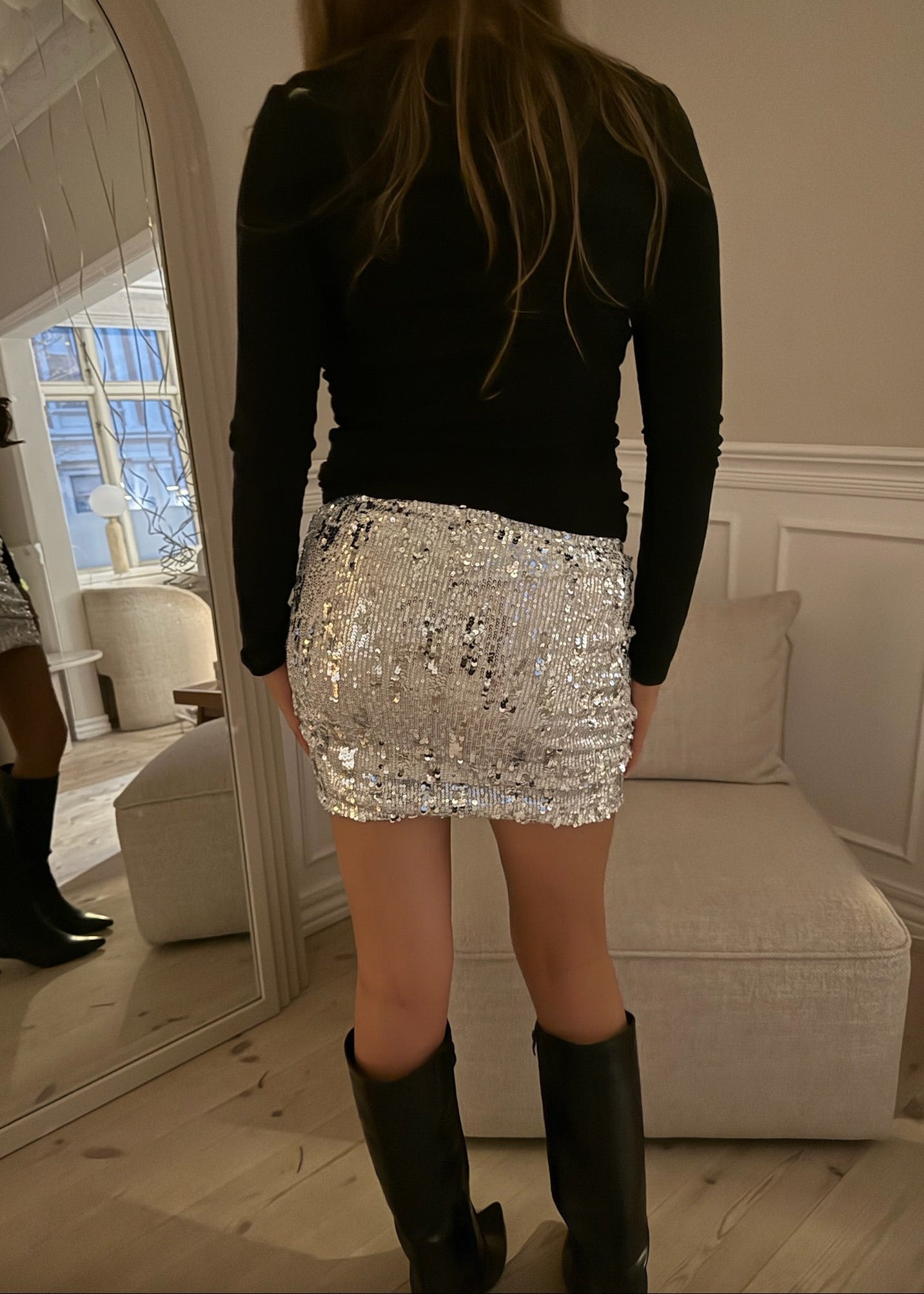 Astra Mini Paillet Nederdel - Sølv - ByStenholt.dk