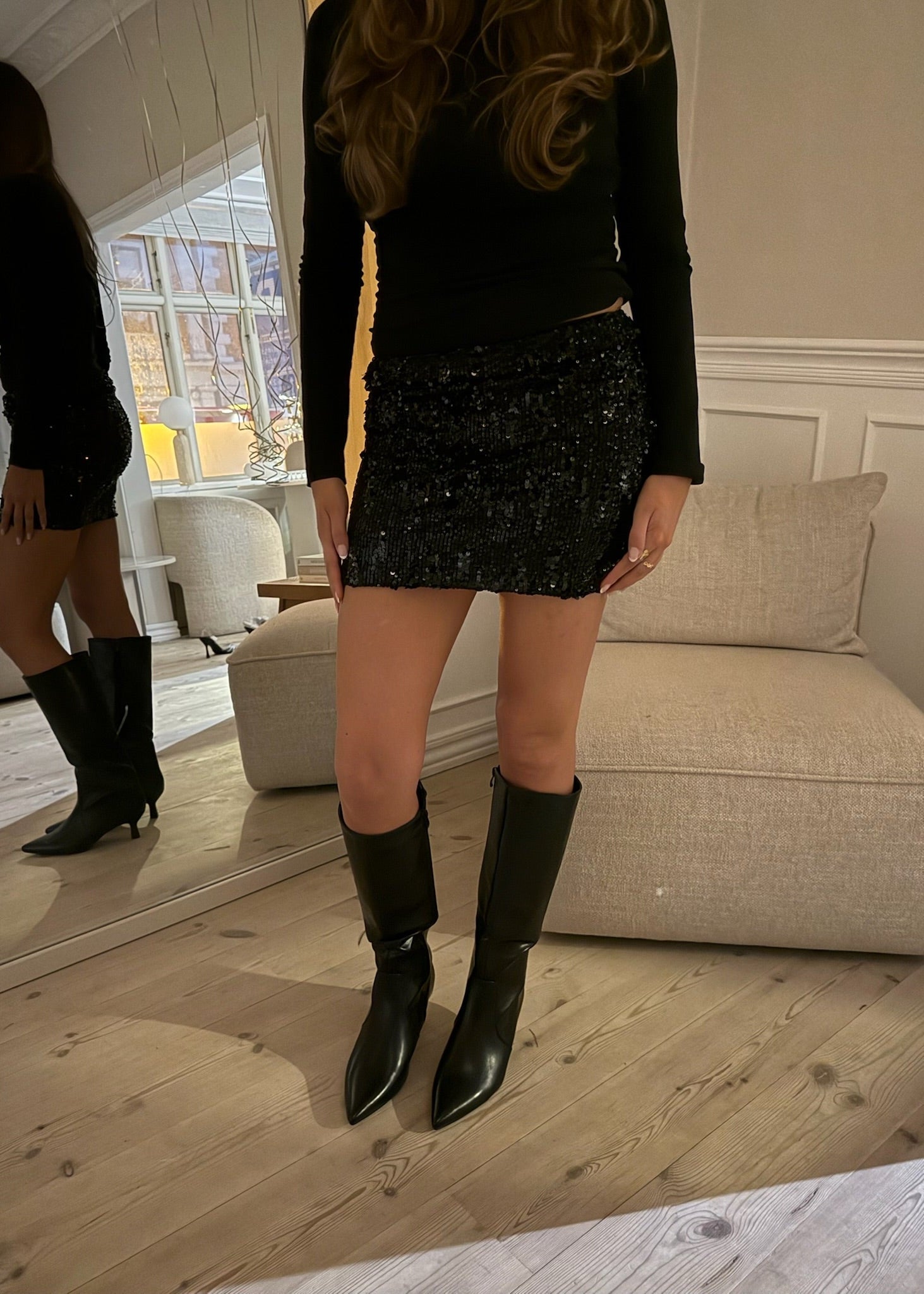 Astra Mini Paillet Nederdel - Sort - ByStenholt.dk