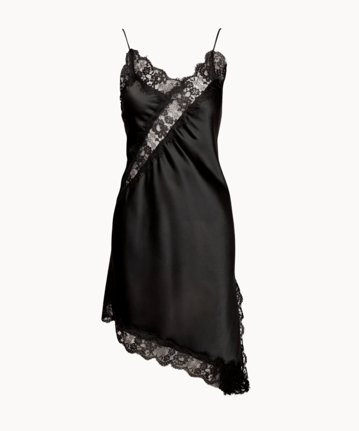 Asymmetrisk Satin Kjole - Sort - ByStenholt.dk