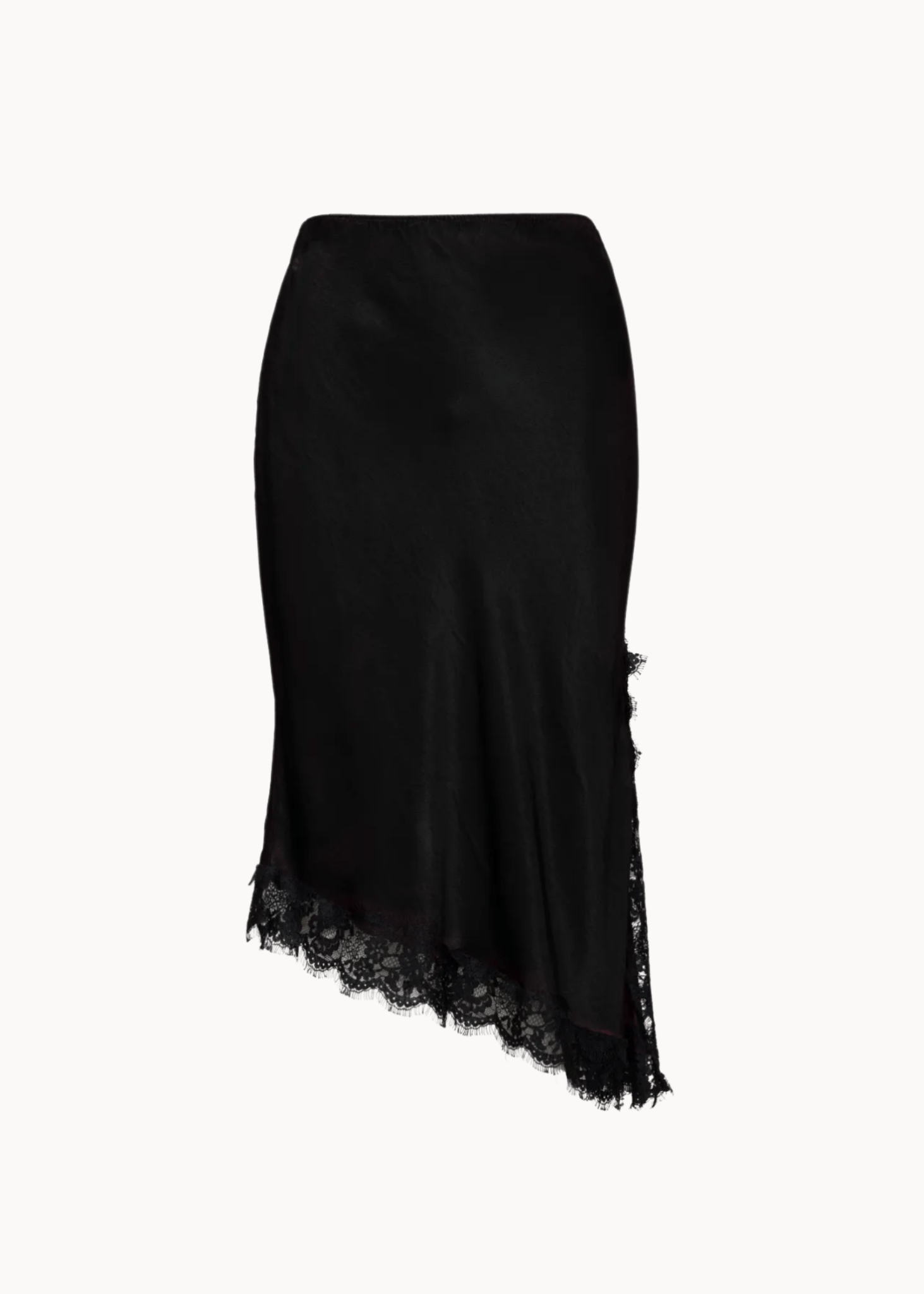 Asymmetrisk Satin Nederdel - Sort - ByStenholt.dk