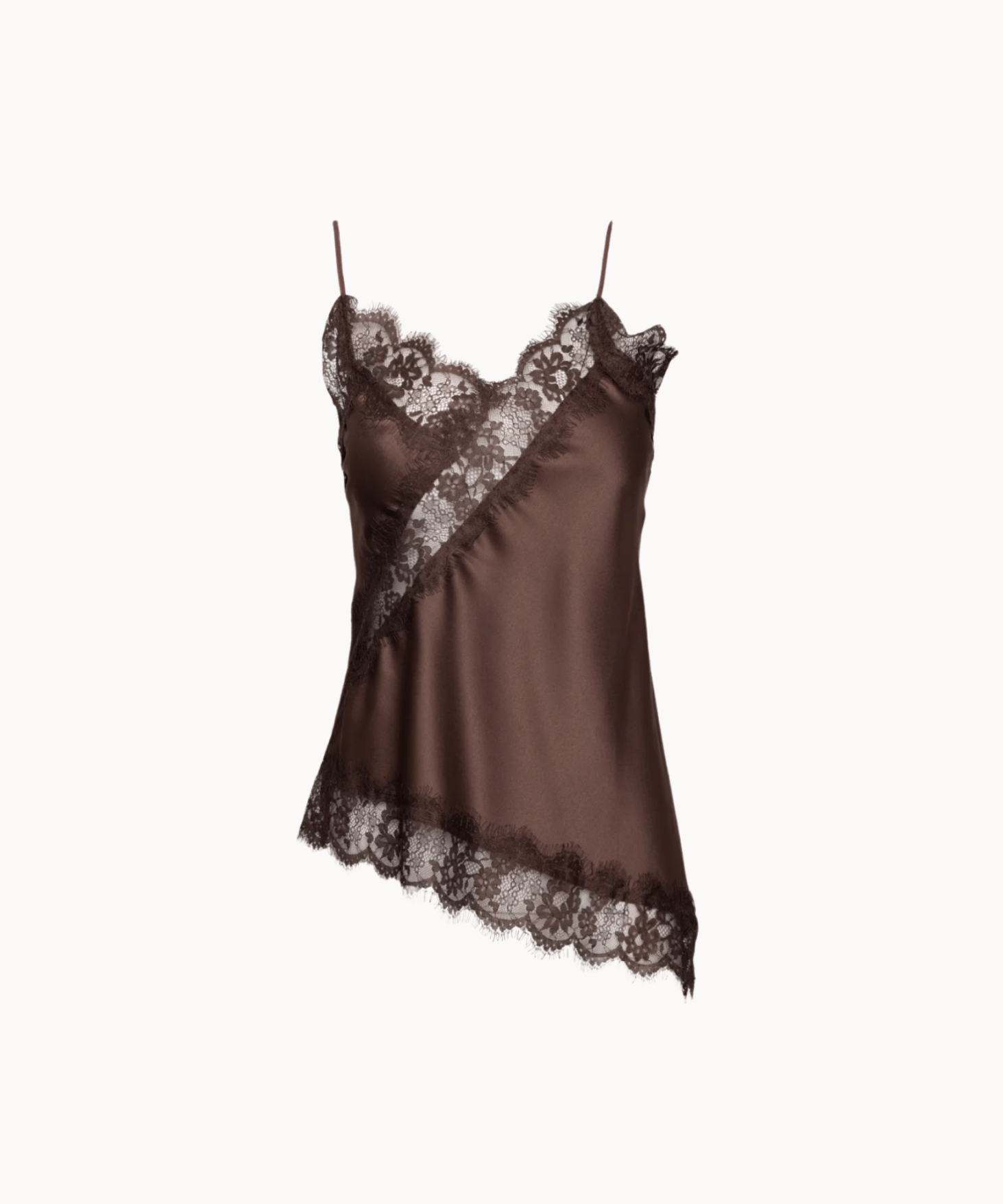 Asymmetrisk Satin Top - Brun - ByStenholt.dk