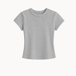 Basic Ribbet T-shirt - Grå - ByStenholt.dk