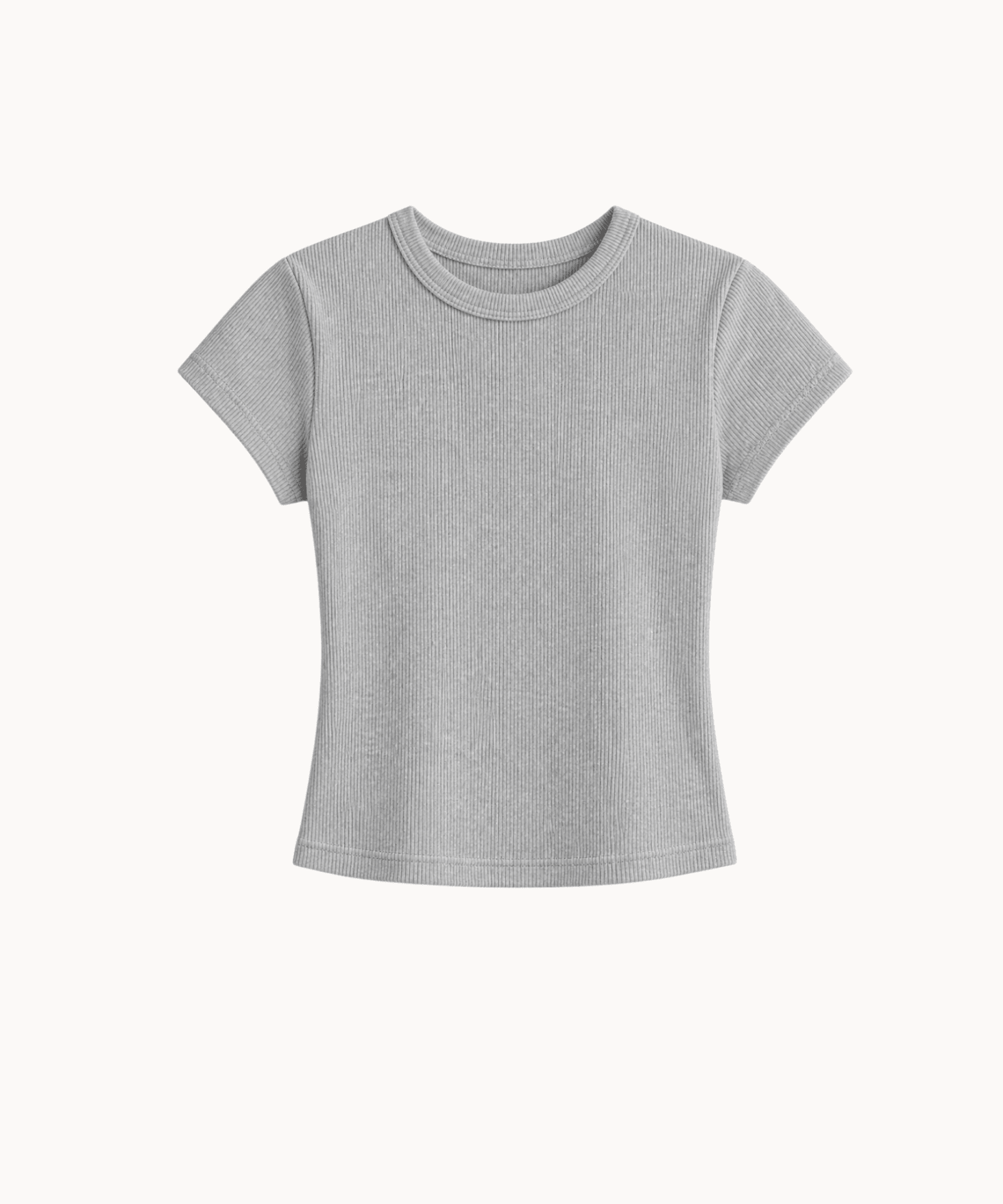Basic Ribbet T-shirt - Grå - ByStenholt.dk