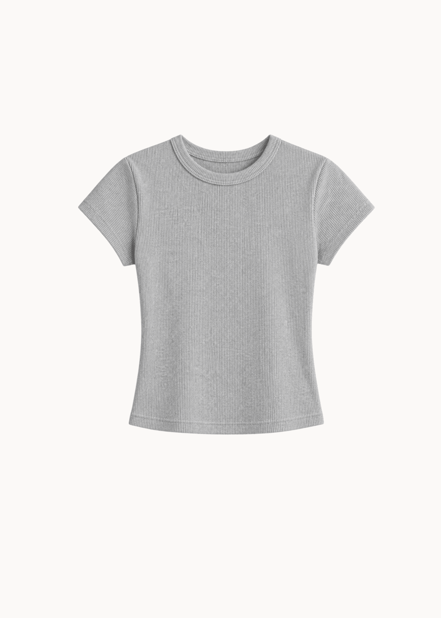 Basic Ribbet T-shirt - Grå - ByStenholt.dk