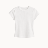 Basic Ribbet T-shirt - Hvid - ByStenholt.dk
