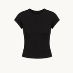 Basic Ribbet T-shirt - Sort - ByStenholt.dk