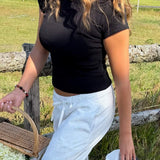 Basic Ribbet T-shirt - Sort - ByStenholt.dk