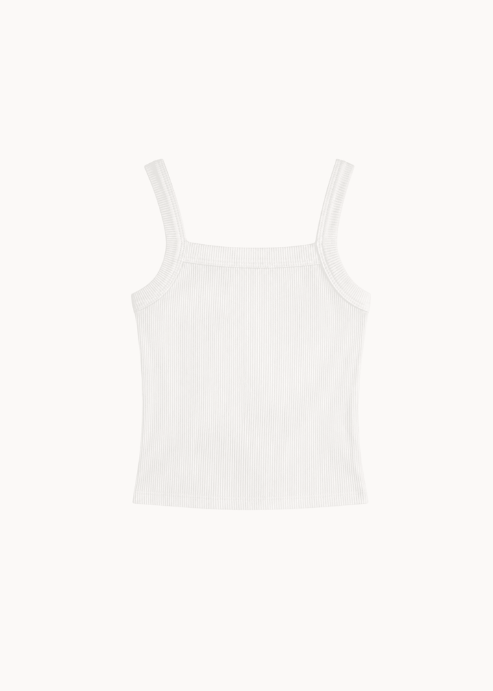 Basic Ribbet Tanktop - Hvid - ByStenholt.dk