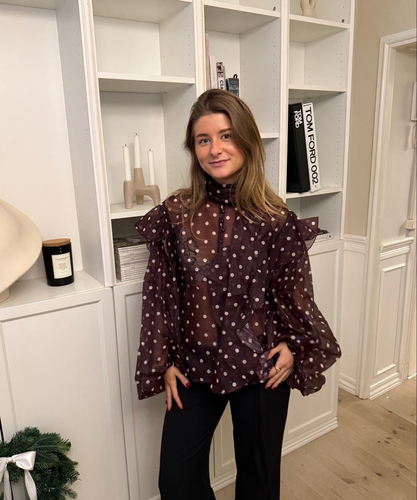 Belle Polka Skjorte - Bordeaux - ByStenholt.dk