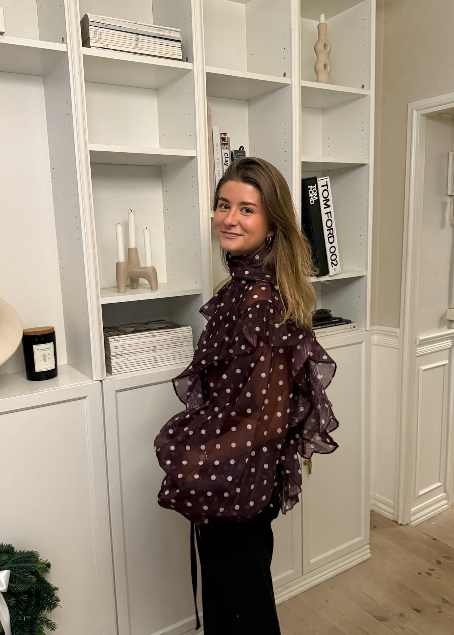 Belle Polka Skjorte - Bordeaux - ByStenholt.dk