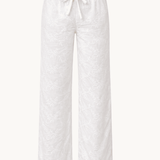 Broderet Low Waist Bukser - Hvid - ByStenholt.dk
