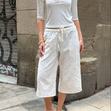 Broderet Low Waist Capribukser - ByStenholt.dk