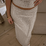 Celeste Maxi Paillet Nederdel - Sølv - ByStenholt.dk