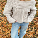 Chunky Off Shoulder Strik - Beige - ByStenholt.dk