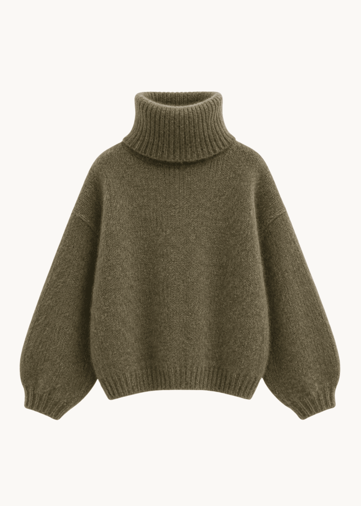 Cozy Højhalset Strik - Khaki - ByStenholt.dk