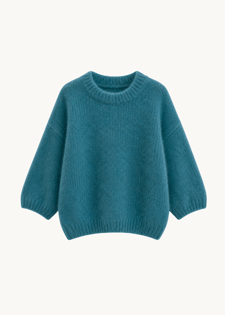 Cozy T-shirt Strik - Petroleumsblå - ByStenholt.dk