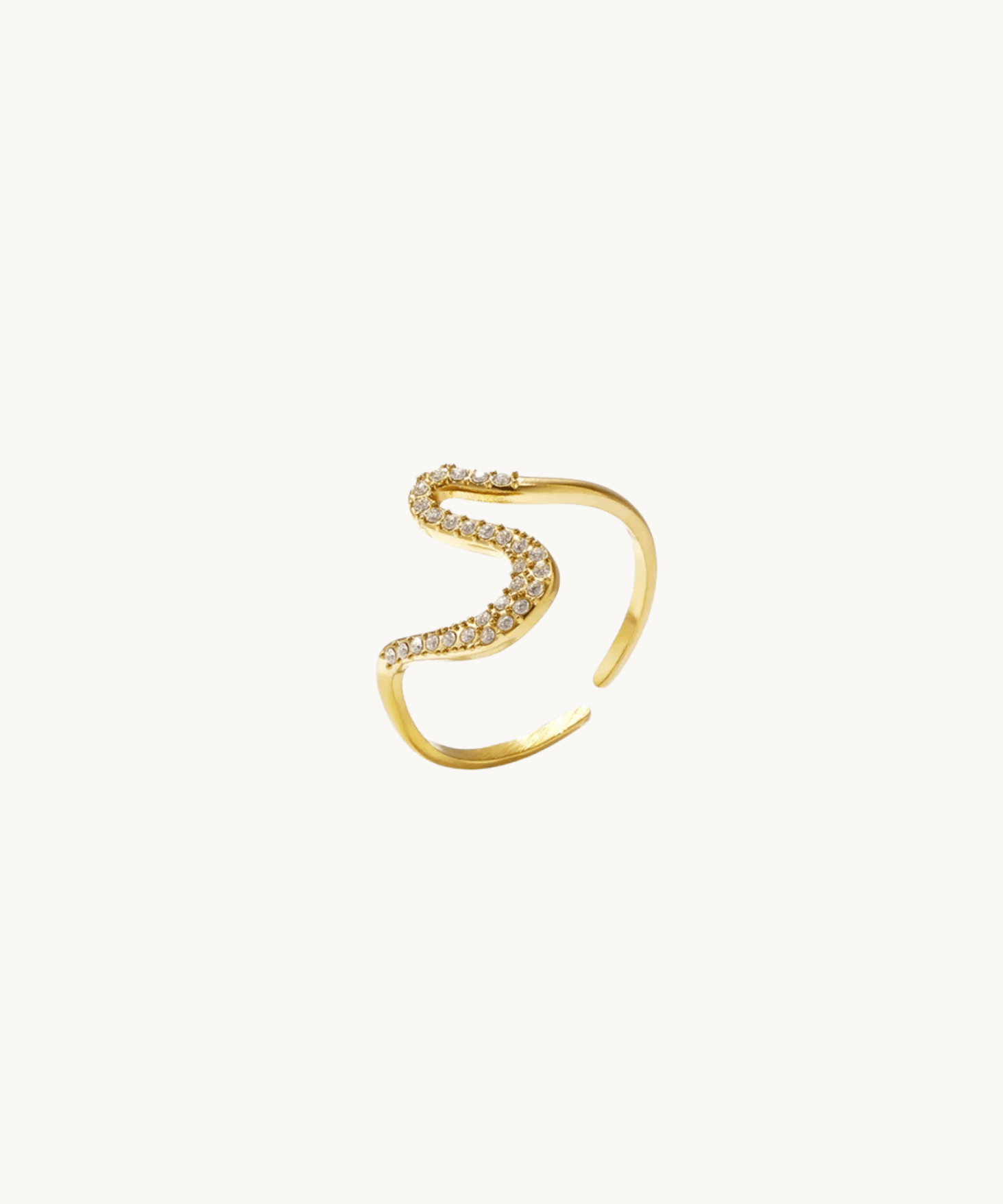 Crystal Wave Ring - Guldbelagt - ByStenholt.dk