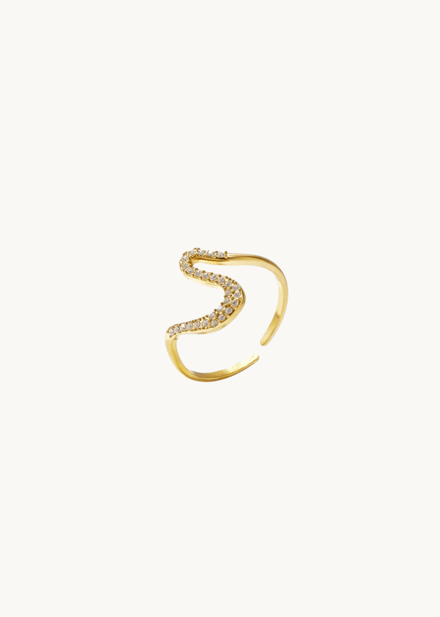 Crystal Wave Ring - Guldbelagt - ByStenholt.dk