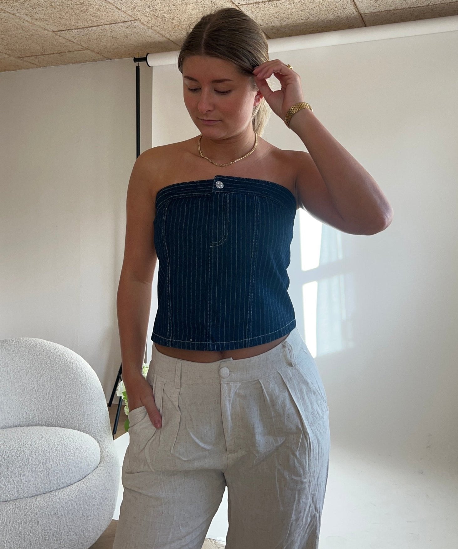 Denim Bandeau Top - ByStenholt.dk