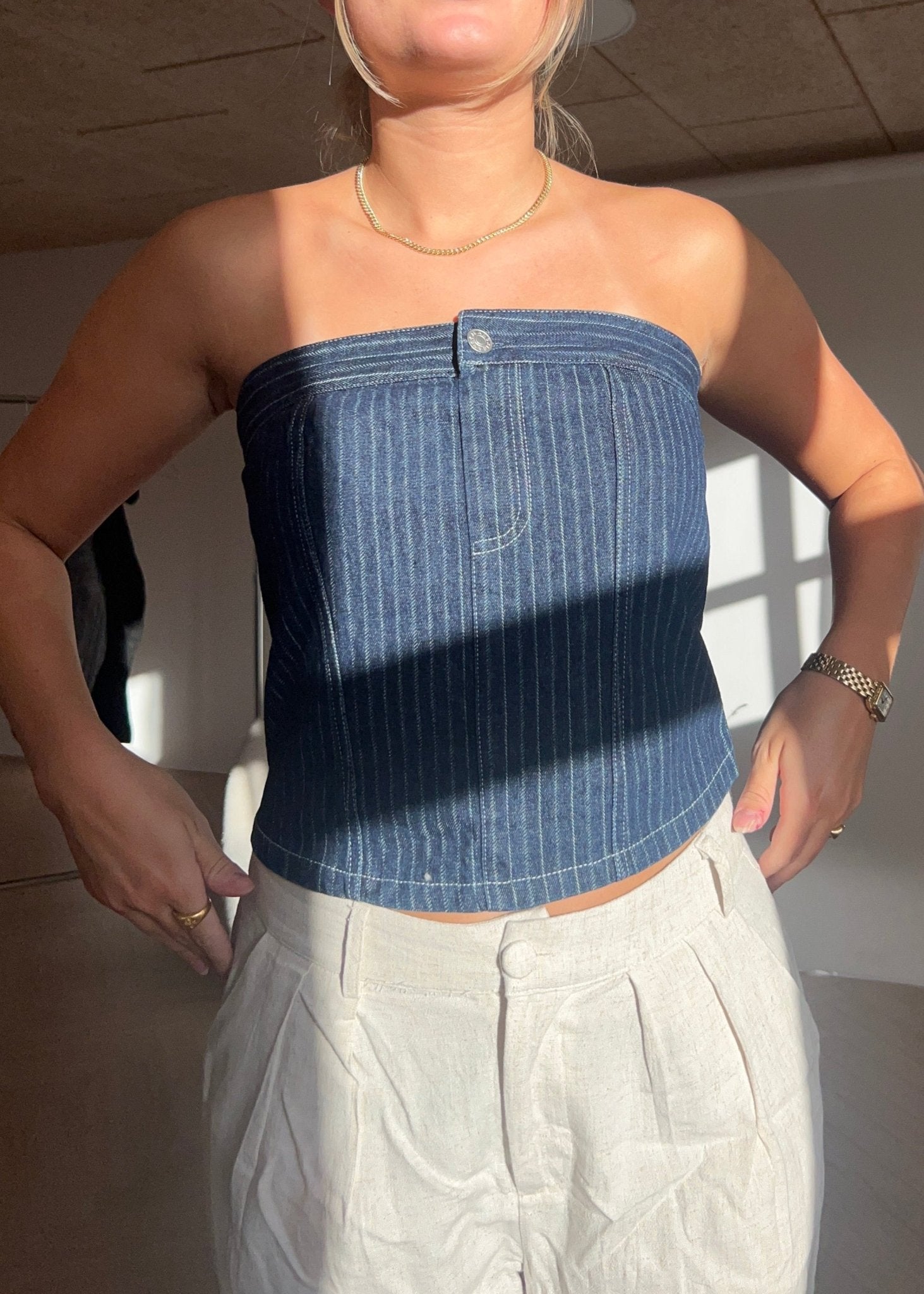 Denim Bandeau Top - ByStenholt.dk