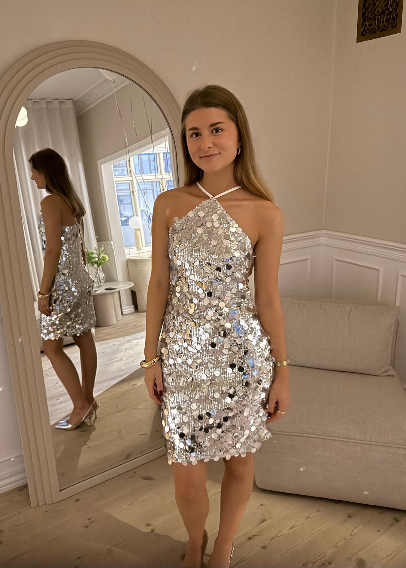 Dream Paillet Mini Kjole - Sølv - ByStenholt.dk