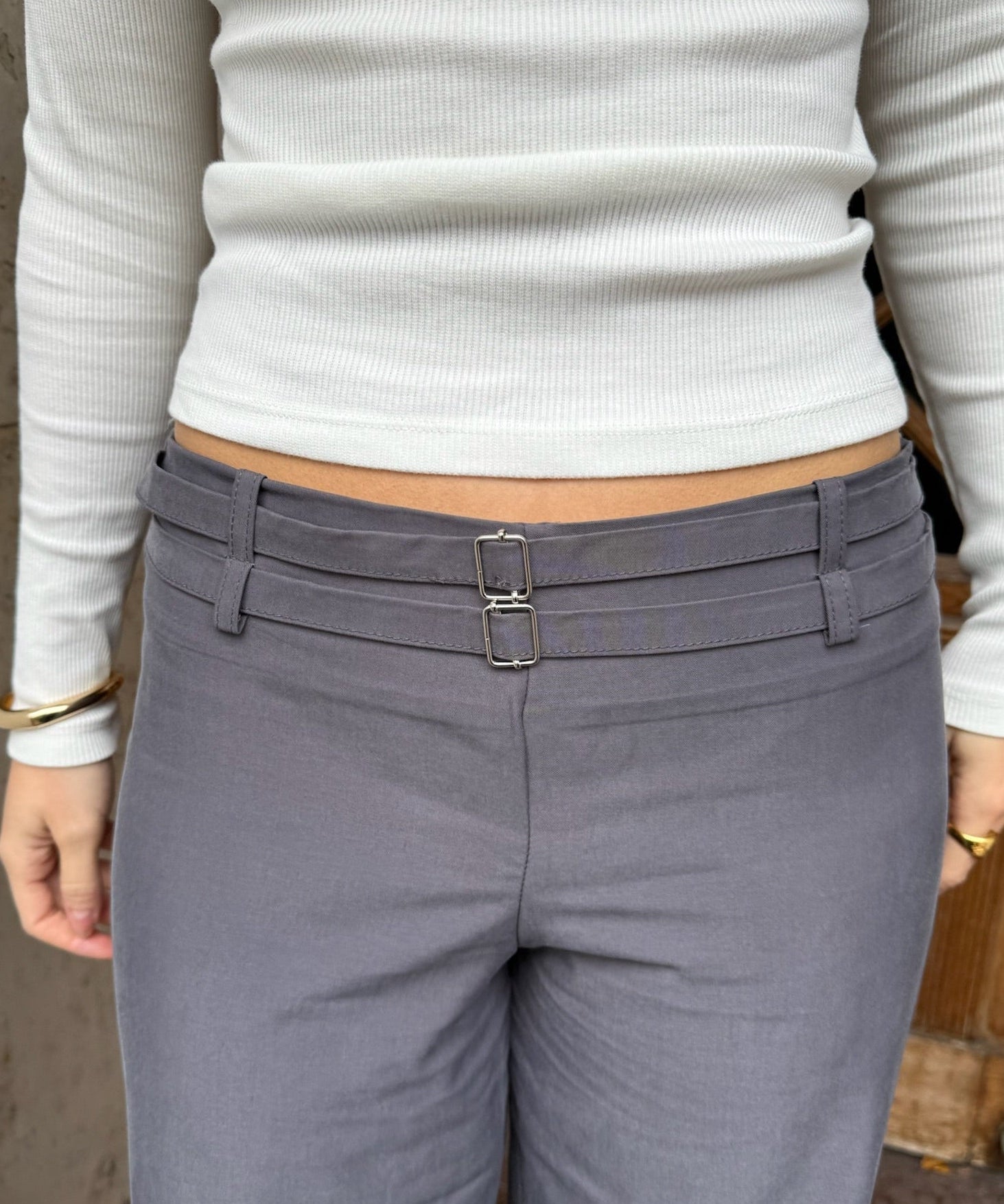 Elira Low Waist Bukser - Grå - ByStenholt.dk