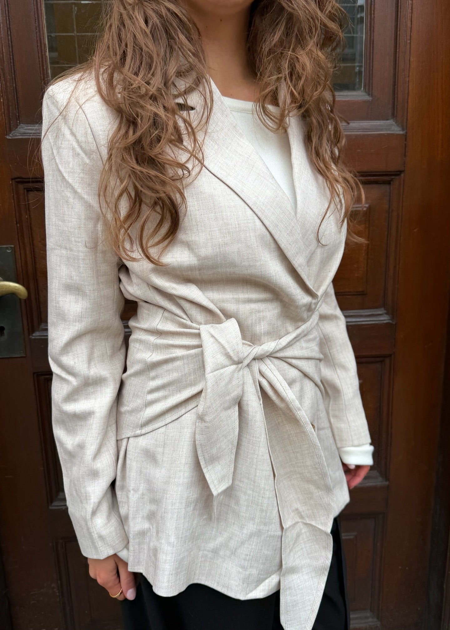 Emma Tie Blazer - Beige - ByStenholt.dk