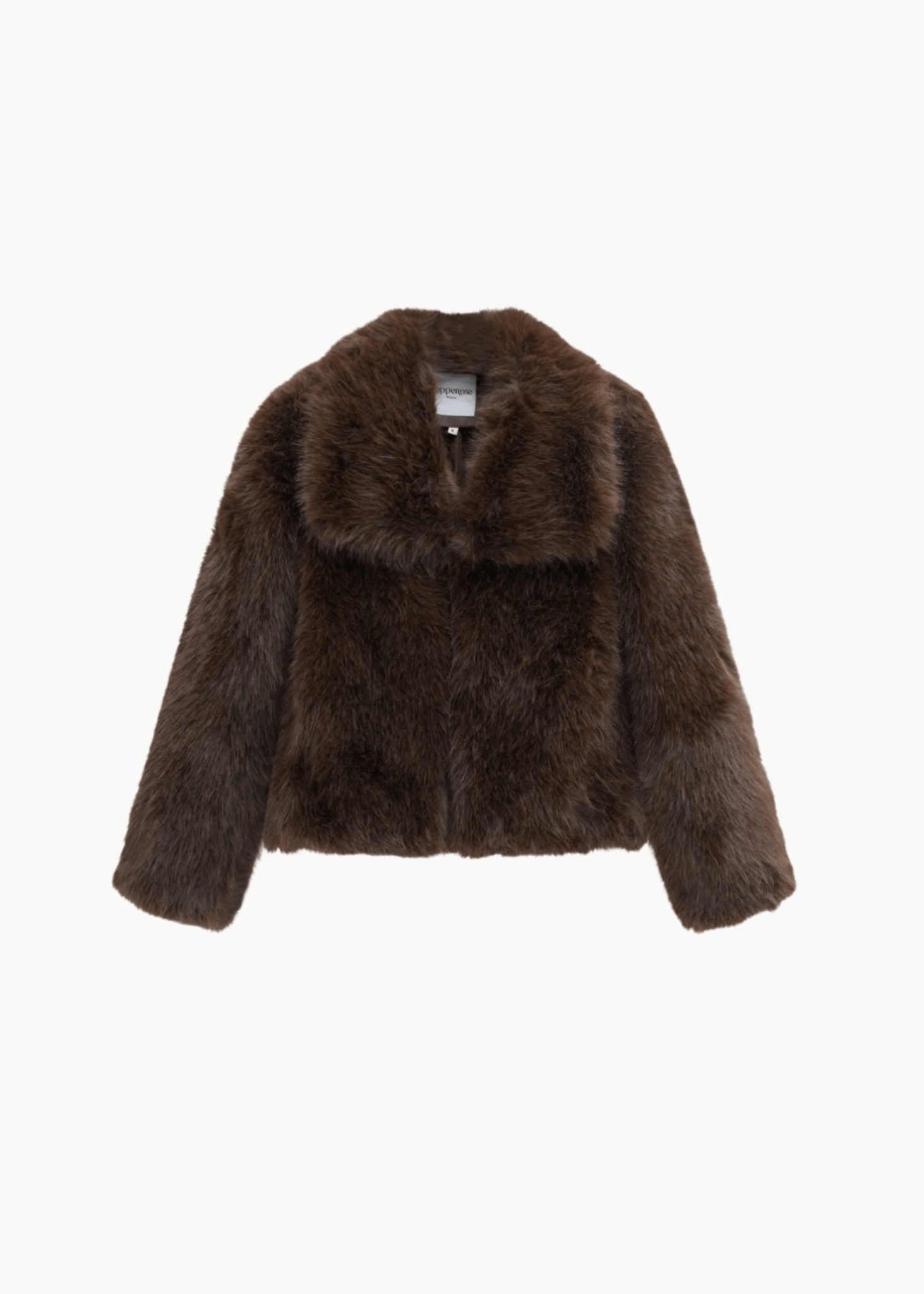 Faux Fur Kort Jakke - Mørkebrun - ByStenholt.dk