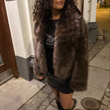 Faux Fur Kort Jakke - Mørkebrun - ByStenholt.dk