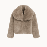 Faux Fur Kort Jakke - Taupe - ByStenholt.dk