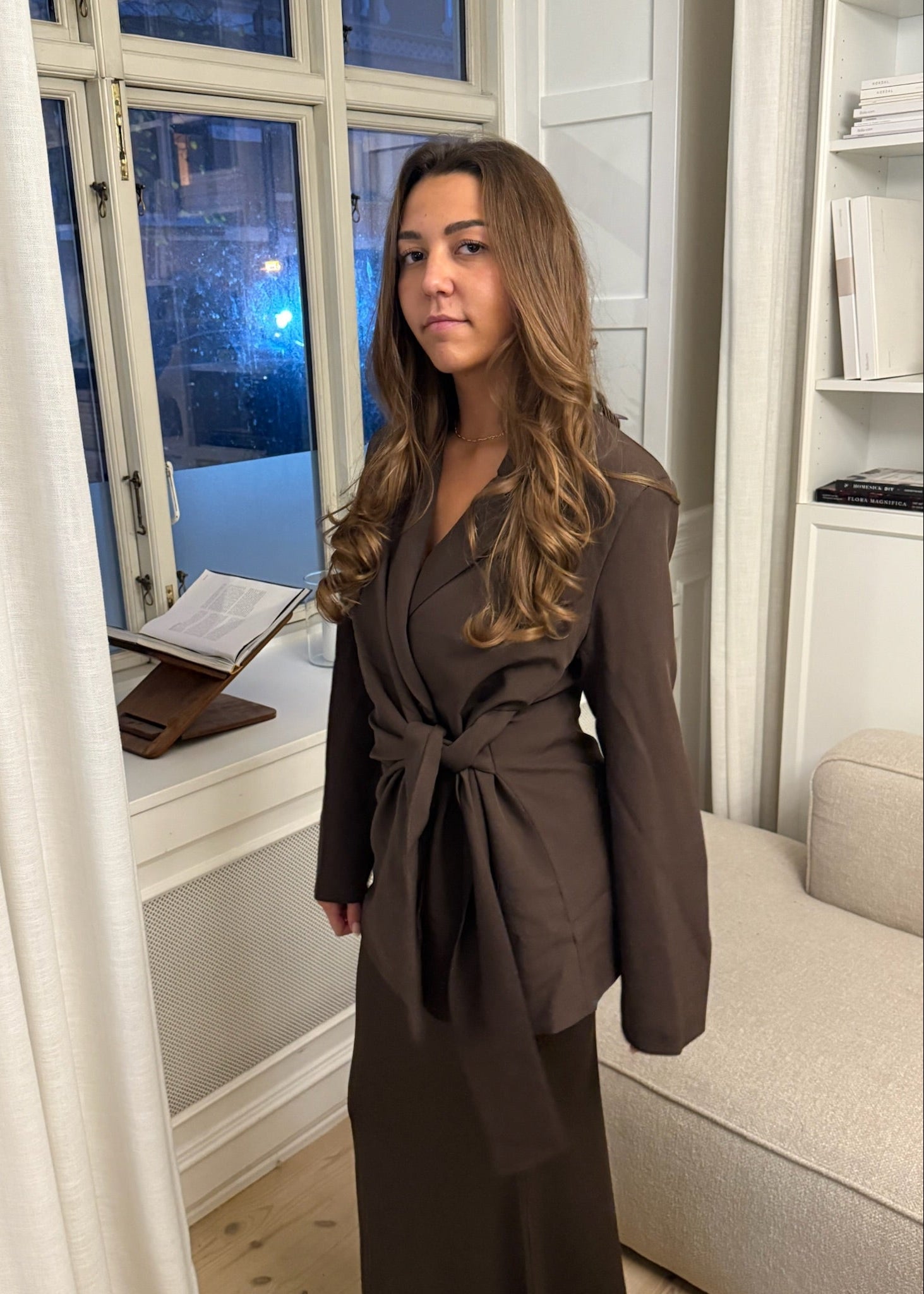 Fitted Tie Blazer - Mørkebrun - ByStenholt.dk