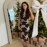 Floral Midi Kjole - Mørkebrun - ByStenholt.dk